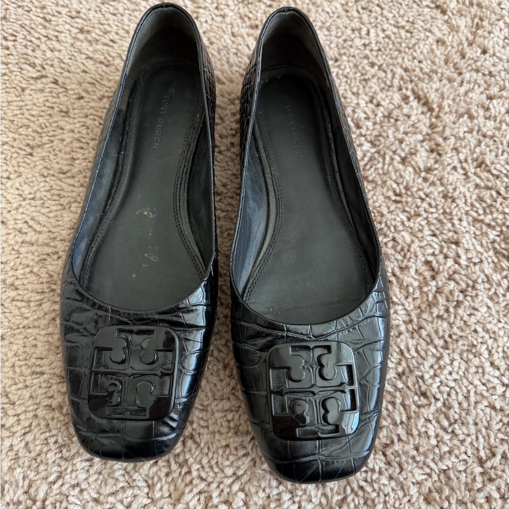Tory Burch Black Embossed Flats